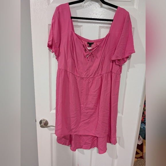 NWT Torrid Gin Fizz Babydoll Challis Lace Up Hi Low Top in Size 2 (18/20) - Picture 2 of 10